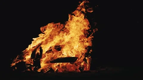 Beautiful footage of fire camping background during night time Video stock 201612051
