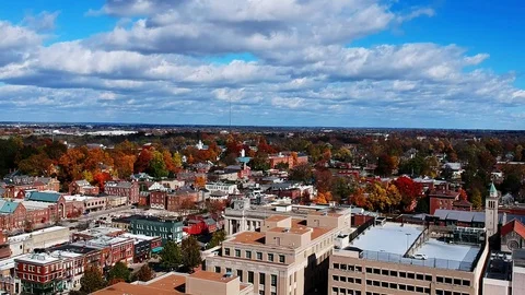 Beautiful footage flying over downtown Lexington Kentucky with all of fall Stock Footage