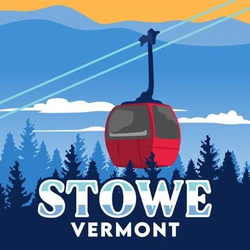 Beautiful forest and mountain views in Stowe, Vermont Stock Illustration