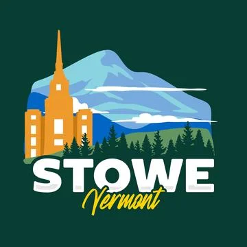 Beautiful forest and mountain views in Stowe, Vermont Stock Illustration