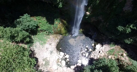 Beautiful forest and waterfall background Stock Footage 127710351