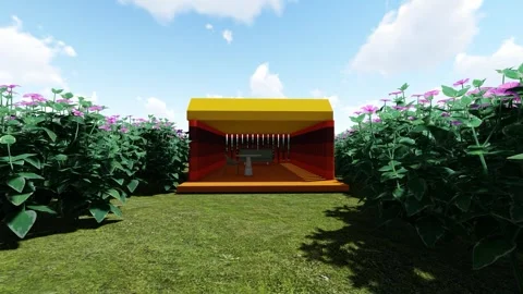 Beautiful  Forest Exhibition Stall Stock Footage 347011077