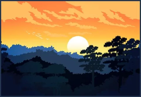 Beautiful forest Stock Illustration