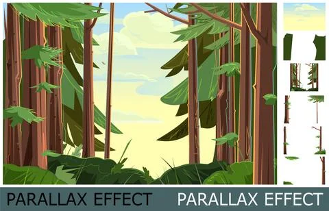Beautiful forest landscape. Image from layers for overlay with parallax effect Stock Illustration