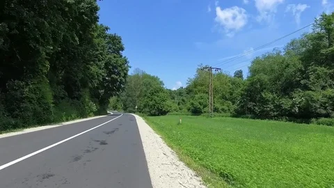 Beautiful forest road view drone video Bakony Hungary Summer 2019 Europe Stock Footage 112287052