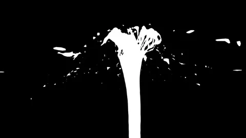 Beautiful fountain spray liquid like grey juice, fountain with liquid stream Stock Footage