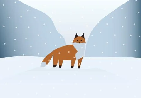 Beautiful fox in winter landscape Stock Illustration