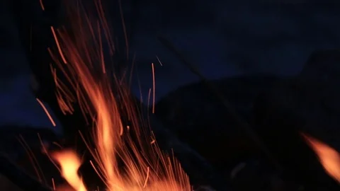 Beautiful frame of fire and embers in close up Stock Footage 127115459