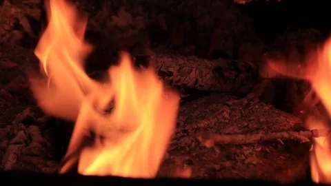 Beautiful frame of fire and embers in close up Stock Footage 127115505