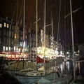 Beautiful French city at night, boats and yachts parked near embankment 4k or 4k+ Resolution