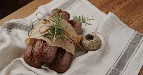 Beautiful fresh bread Stock Footage 146479082