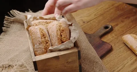 Beautiful fresh bread Stock Footage 146479307