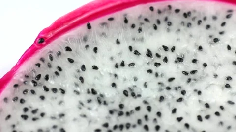 Beautiful fresh sliced  white dragon fruit closeup Stock Footage 158034992