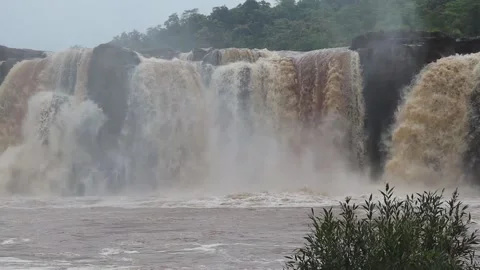Beautiful front View of Waterfall Waghai, Gujarat -India Stock Footage 160894625