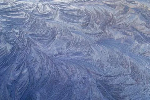 Beautiful frosty pattern an equal surface in winter morning. Stock Photos