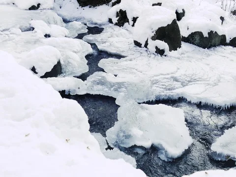 Beautiful Frozen River Stock Footage 73545010