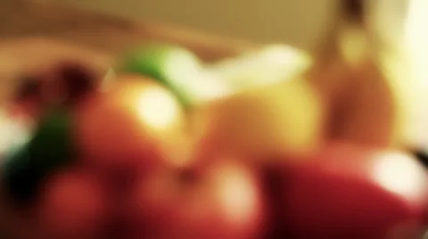 Beautiful fruit on the table rack focus Stock Footage 32887644