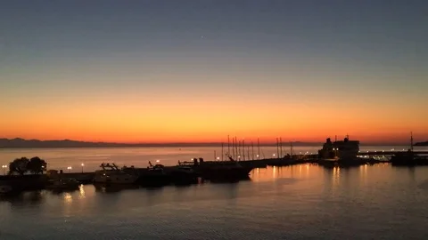 Beautiful full HD timelapse video of a summer sunrise over the city of Zakynthos Stock Footage 83169609