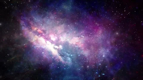Beautiful Galaxy particle exploding with gas and smoke flying through the camera Stock Footage 322760146