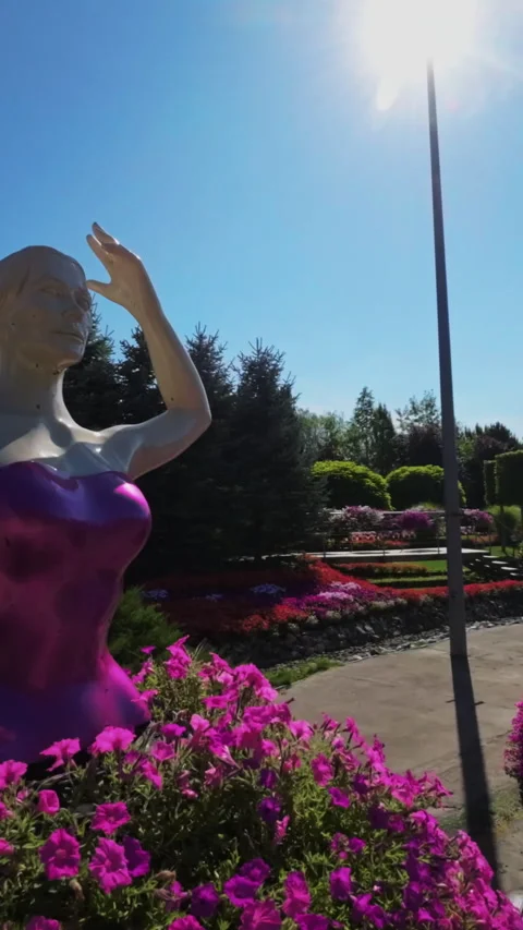 A Beautiful Garden of Talking Statues Stock Footage 283834932
