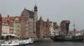 Beautiful Gdansk Cityscape, Krantor, Motlawa River, Old Ship, Medieval Town HD Footage