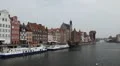 Beautiful Gdansk Cityscape, Krantor, Motlawa River, Old Ship, Medieval Town HD Footage