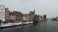 Beautiful Gdansk Cityscape, Krantor, Motlawa River, Old Ship, Medieval Town HD Footage