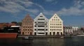 Beautiful Gdansk Cityscape, Krantor, Motlawa River, Old Ship, Medieval Town HD Footage