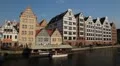 Beautiful Gdansk Cityscape, Krantor, Motlawa River, Old Ship, Medieval Town HD Footage