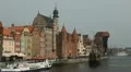 Beautiful Gdansk Cityscape, Krantor, Motlawa River, Old Ship, Medieval Town HD Footage