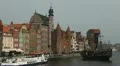 Beautiful Gdansk Cityscape, Krantor, Motlawa River, Old Ship, Medieval Town HD Footage