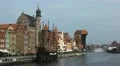 Beautiful Gdansk Cityscape, Krantor, Motlawa River, Old Ship, Medieval Town HD Footage