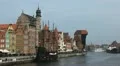 Beautiful Gdansk Cityscape, Krantor, Motlawa River, Old Ship, Medieval Town HD Footage