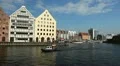 Beautiful Gdansk Cityscape, Krantor, Motlawa River, Old Ship, Medieval Town HD Footage