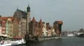 Beautiful Gdansk Cityscape, Krantor, Motlawa River, Old Ship, Medieval Town HD Footage