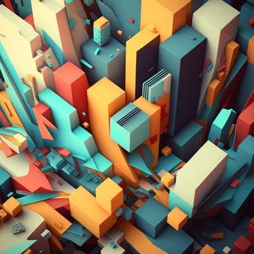 Beautiful geometric shape backdrop. Random colorful mosaic. Hyper detailed Stock Illustration