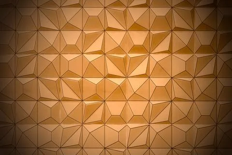 Beautiful geometric yellow pattern design of mosaic on the wall background Stock Illustration