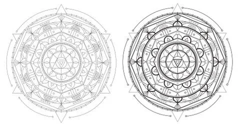 Beautiful geometry mandala with repeated elements for coloring book Stock Illustration