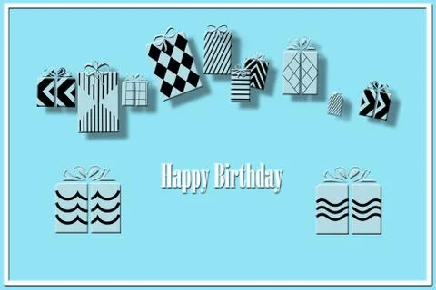 Beautiful Gift boxes on blue background, Birthday concept Stock Illustration