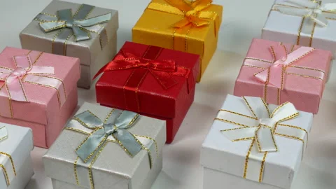 Beautiful gift boxes Stock Footage 234224626