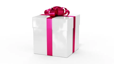 Beautiful Gift Boxes with Ribbons and Bows Rotating on White Background Seamless Stock Footage 142137515