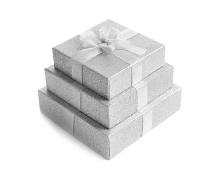 Beautiful gift boxes on white background 스톡 사진
