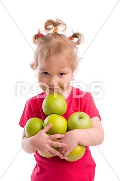 Beautiful girl with apples Stock Photos
