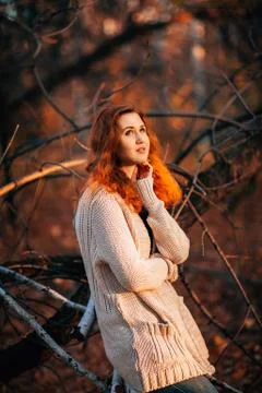 Beautiful girl on a background autumn forest Stock Photos