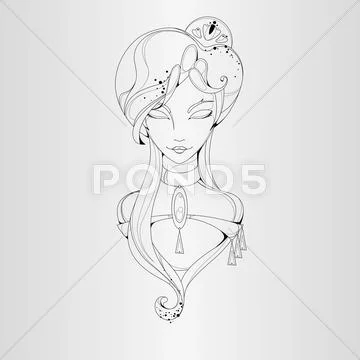 Beautiful girl in a black lines. Illustration Stock Illustration