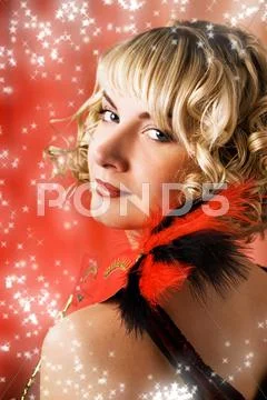 Beautiful girl with a carnival mask Stock Illustration