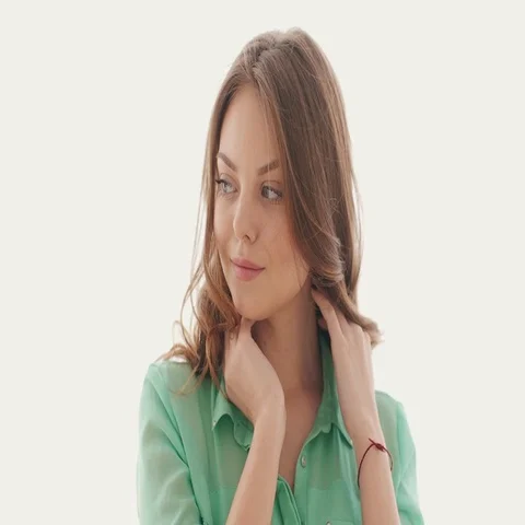 Beautiful girl looking at camera and smiling Stock Footage 69497328