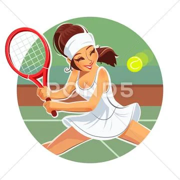 Beautiful girl play tennis Stock Illustration
