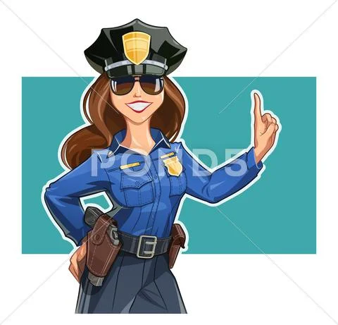 Beautiful girl police-officer in uniform Stock Illustration