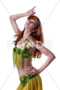 Beautiful girl posing in ethnic wear isolated on white Stock Photos